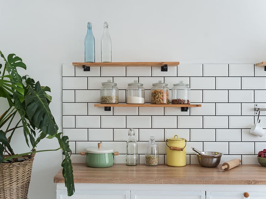 kitchen floating shelves